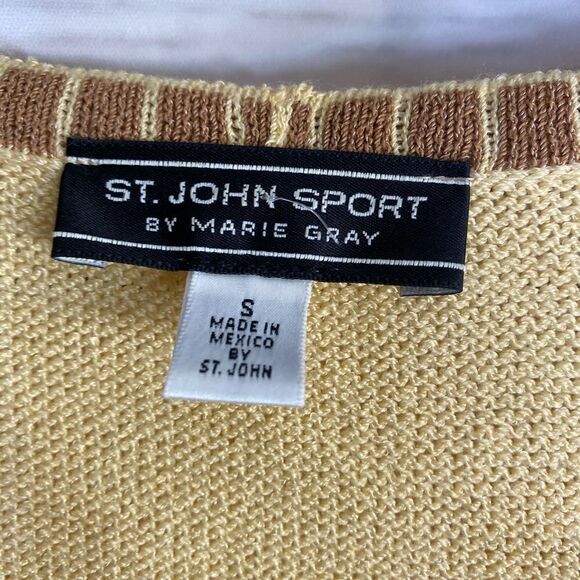 ST JOHN Gold Yellow Knit Button Up Cardigan Sweater - Picture 4 of 5